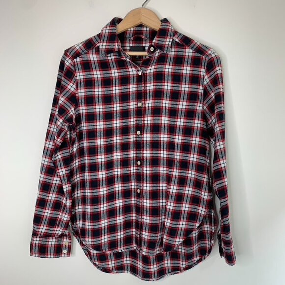 Aritzia Wilfred Free Charlotte Button Down Shirt Plaid Flannel Side Slit XS - Picture 10 of 15